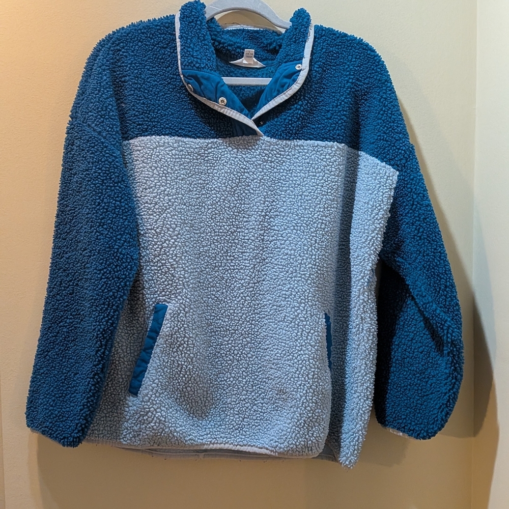 Time and Tru Blue and Light Blue Sherpa Sweatshirt